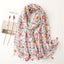 Pink Butterfly and Red Petal Print Tassel Scarf Shawl