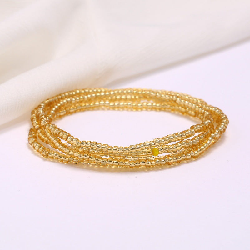 Wholesale Multi-Layer Geometric Seed Bead Plated Waist Chain