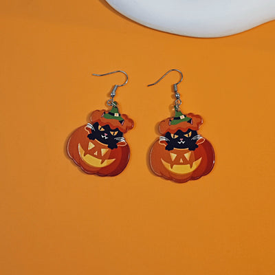 1 Pair Hip-Hop Retro Color Block Ghost Pumpkin Acrylic Drop Earrings