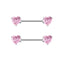 1 Piece Heart Shaped Zirconia Belly Rings Stainless Steel Inlay Rhinestones Pink Fashion Piercing Jewelry