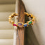 Simple Geometric Flower 18K Gold Plated Open Ring with Zircon