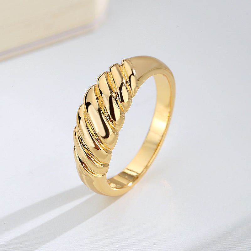 Minimalist Gold Plated Zircon Twist Ring Set