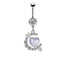 Cute Star and Heart Belly Ring with Wings - Stainless Steel and Rhinestone Design