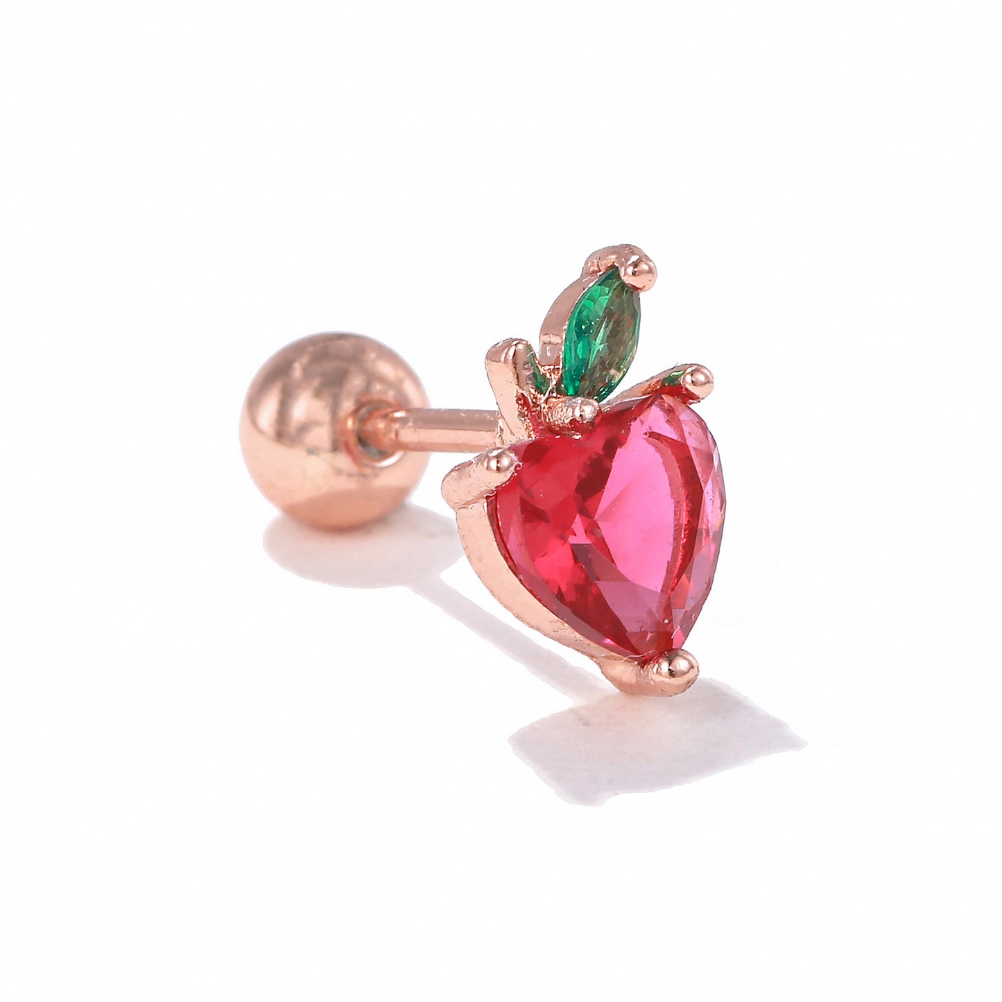 1 Piece Simple Style Heart Shape Plating Inlay Brass Zircon 18K Gold Plated White Gold Plated Ear Studs