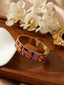 Bohemian Retro Geometric Enamel 18K Gold Plated Stainless Steel Bangle Bracelet