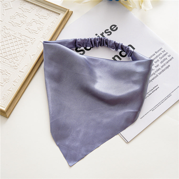 Simple Solid Color Satin Ribbon Headscarf for Women