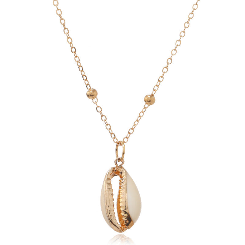 Glam Lady Natural Shell Gold Plated Pendant Necklace for Women