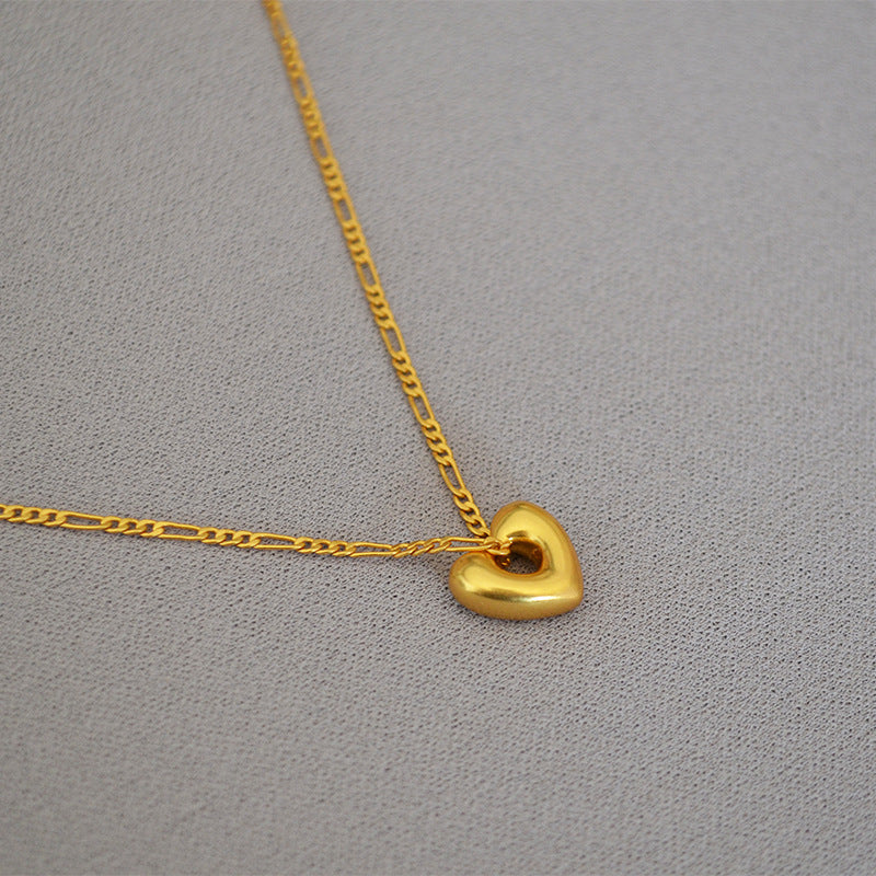 Retro Heart Shape Gold Plated Brass Pendant Necklace