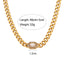 18K Gold Plated Zircon Stainless Steel Cuban Chain Bracelet Necklace Set