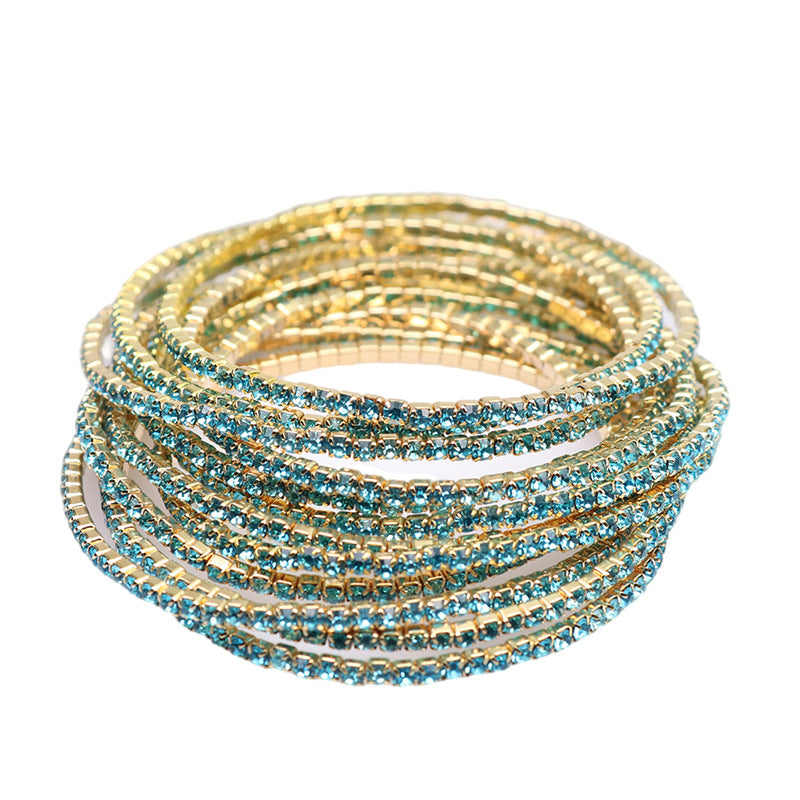 Geometric Zircon Rhinestone Stretch Bracelet Set for Women