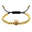 Retro Crown Stainless Steel Diamond Bead Adjustable Bracelet Set