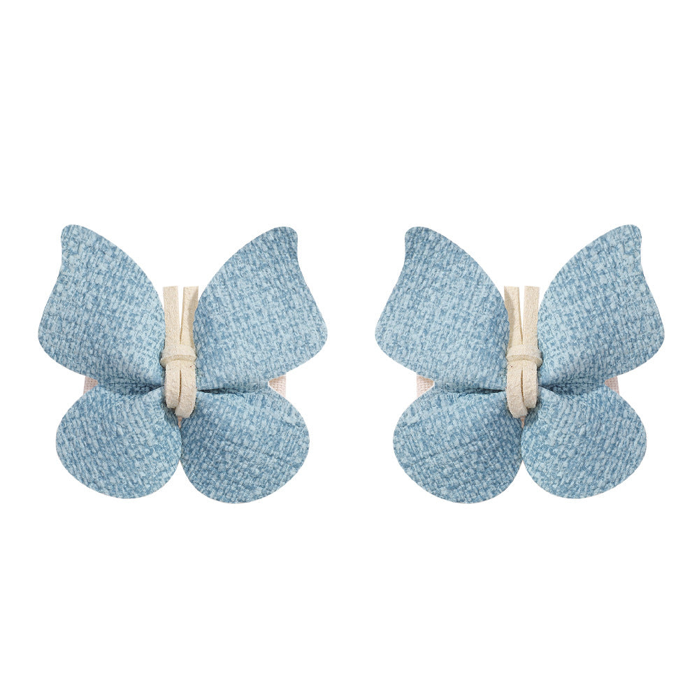 Retro Butterfly PU Leather Hair Clip - Handmade Luxury Hairpin and Baby Headwear