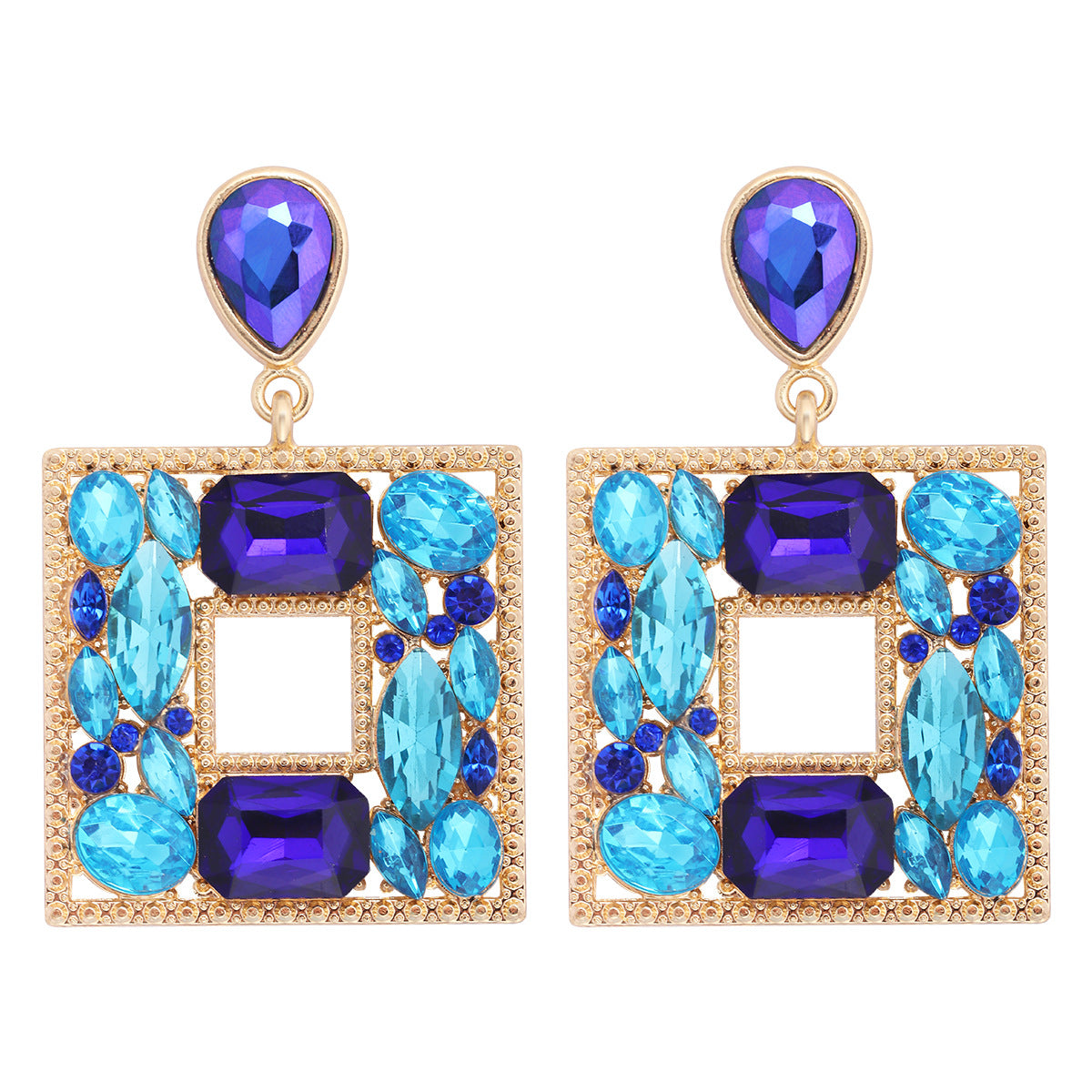 1 Pair Geometric Alloy Inlay Glass Stone Women's Drop Earrings