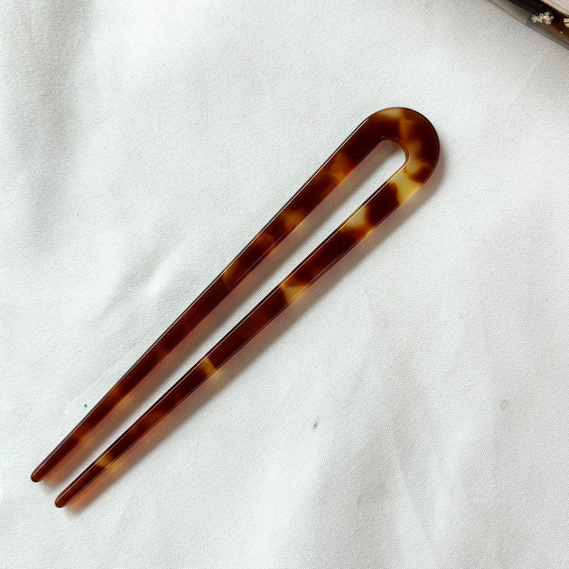 Women's Retro U-Shaped Acetate Hairpin - Elegant and Modern Design