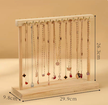 Solid Wood Geometric Jewelry Display Rack