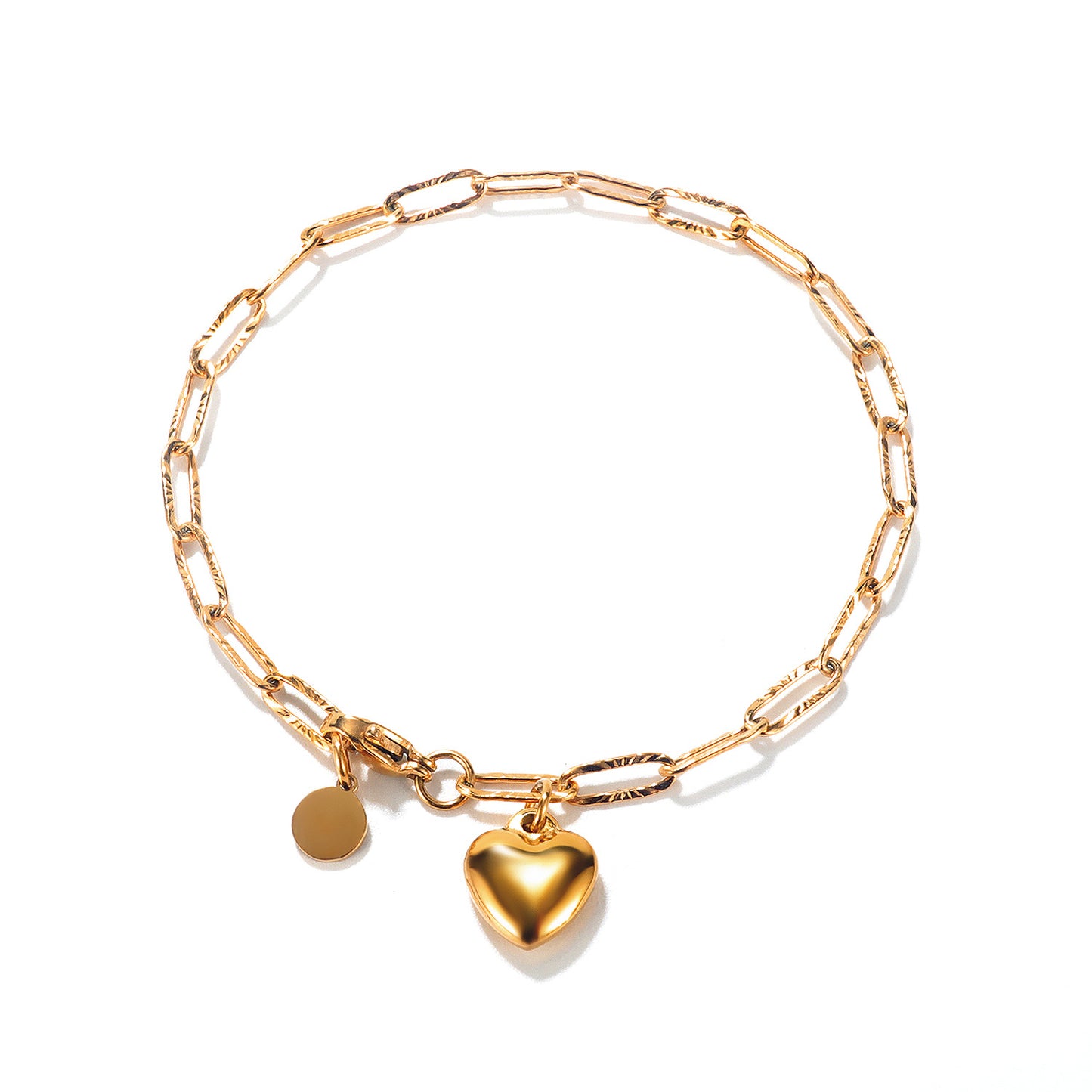 Geometric Titanium Steel Heart Charm Bracelets for Women