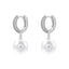 1 Pair Elegant Round Inlay Copper Pearl Zircon 18K Gold Plated Drop Earrings