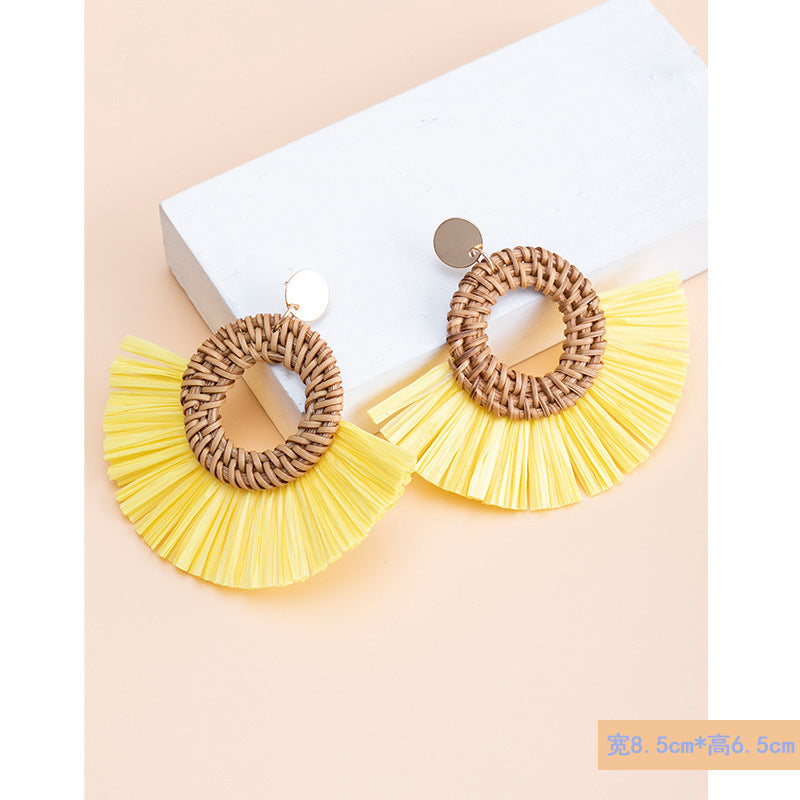 Beach Inspired Rattan Woven Earrings