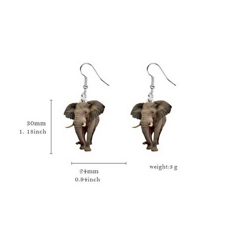 1 Pair Fashion Animal Acrylic Women's Drop Earrings - Rooster, Yak, Hamster, Pig, Chicken, Hedgehog, Squirrel, Rabbit, Black Cat, French Bulldog, Dog, Chameleon Design