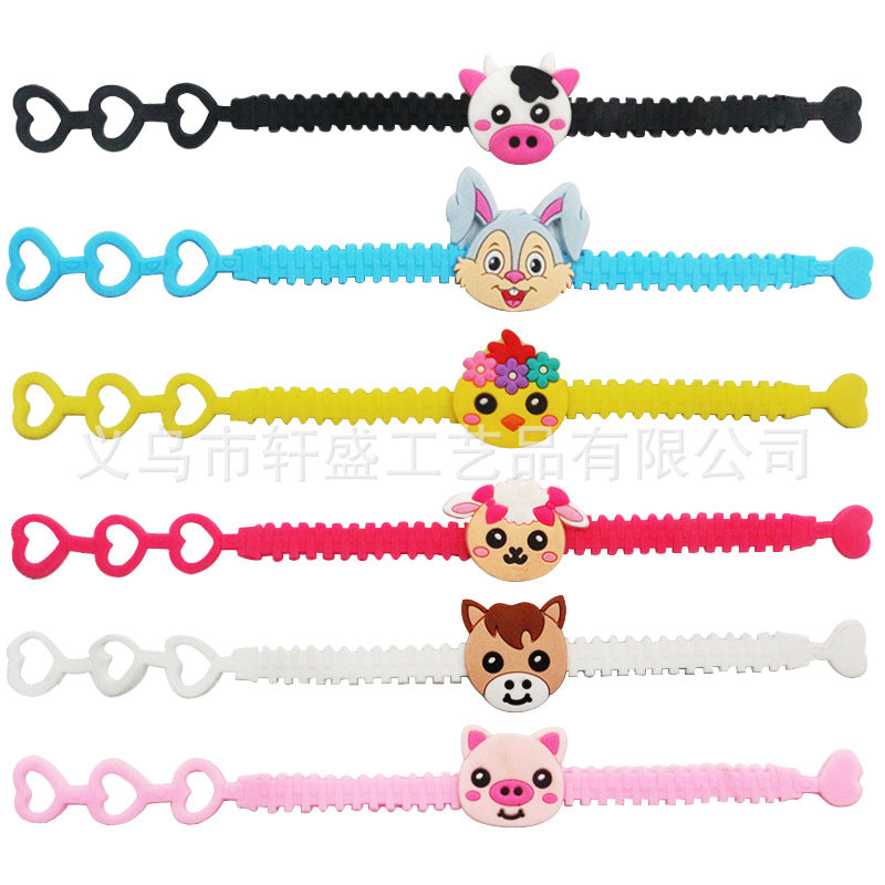 Fashion Animal Resin Rings and Creative PVC Farm Animal Bracelets for Kids