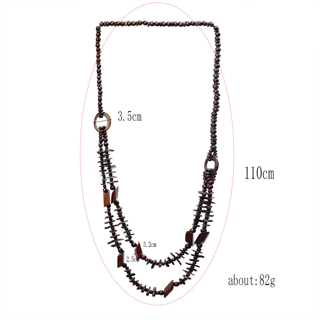 Vacation Color Block Coconut Shell Beaded Layered Necklace for Women