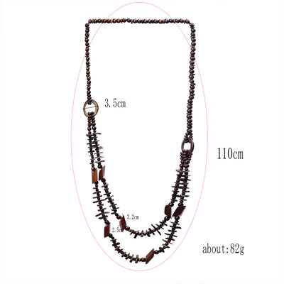 Vacation Color Block Coconut Shell Beaded Layered Necklace for Women