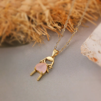 18k Gold Plated Zircon Cartoon Pendant Necklace for Women and Men