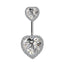 Luxurious Heart-Shaped Zircon Rhinestone Belly Ring with Wing Design