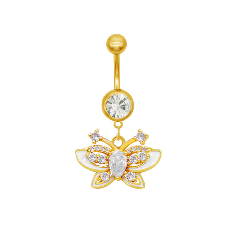 1 Piece Belly Rings Classic Star Heart Butterfly Design 316 Stainless Steel Alloy with Resin Rhinestones Glass Gold Plated