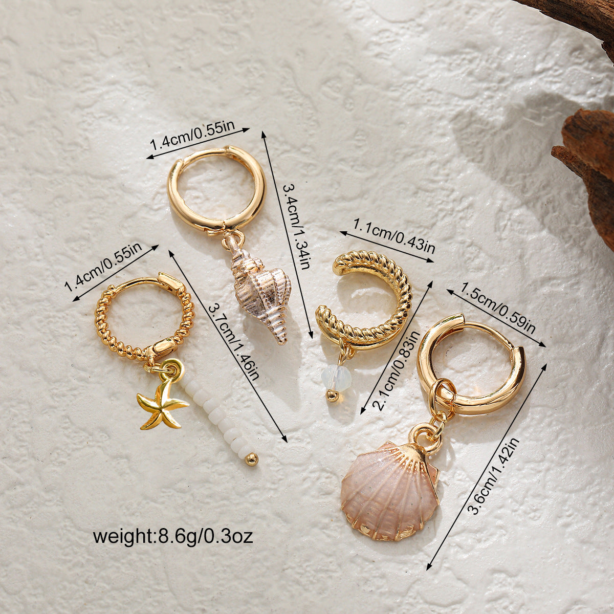 Simple Bohemian Shell Drop Earrings Set - Ocean Inspired Jewelry Collection