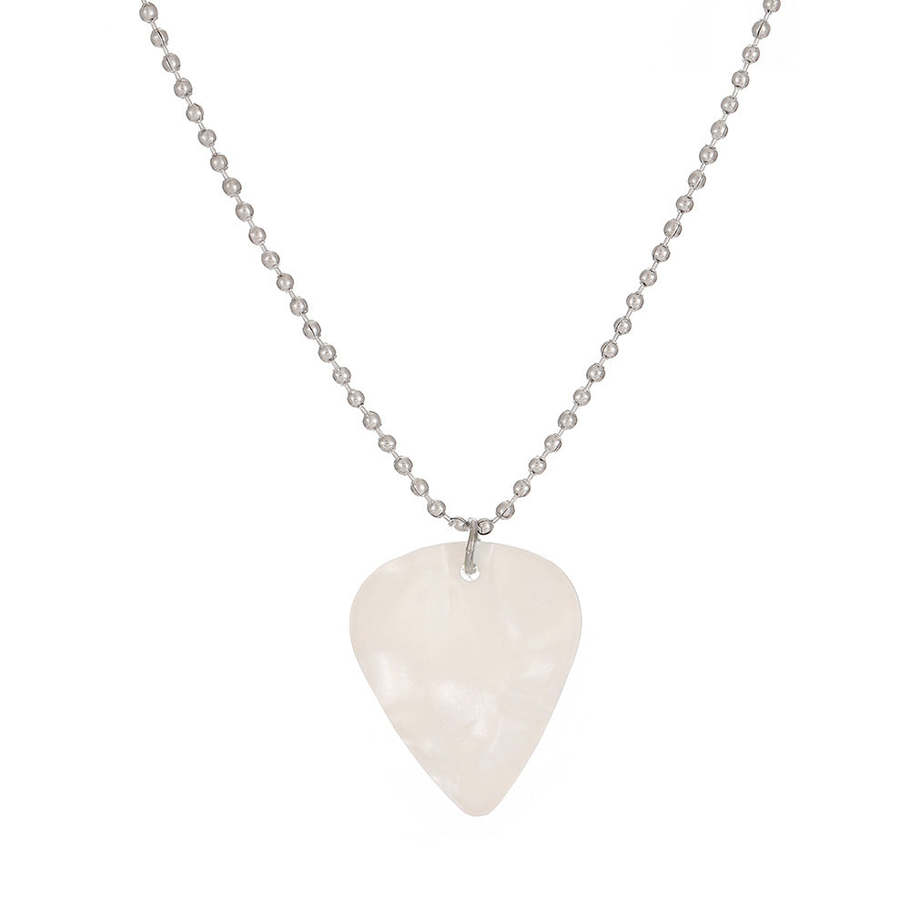 Simple Heart Shape Acrylic Alloy Pendant Necklace with Guitar Pick Charm