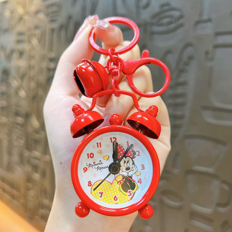 Cute Mini Alarm Clock Keychain - Iron Plated Cartoon Keyring for Bags and Gifts