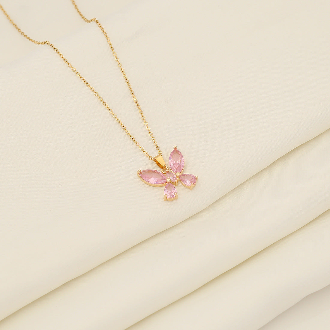 IG Style Shiny Butterfly 18K Gold Plated Stainless Steel Pendant Necklace