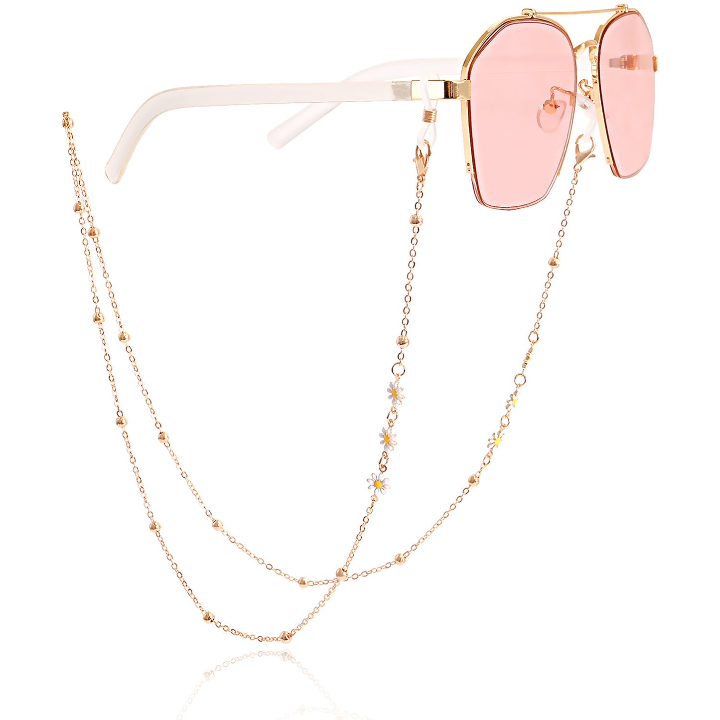 Fashion Colorful Flower Eyeglasses and Mask Chain for Women