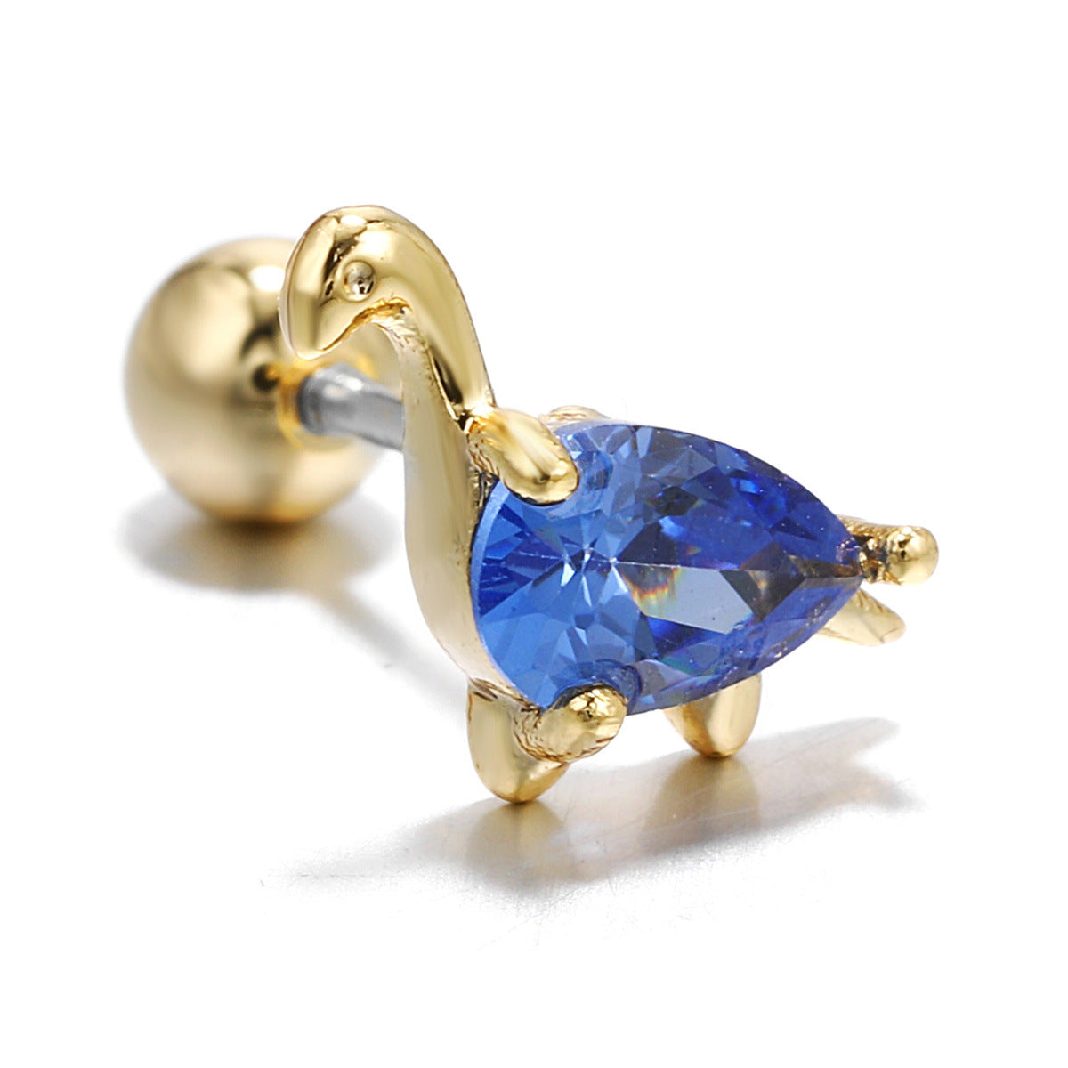 Kolamic 18K Gold Cute Bear Cloud Earrings with Colorful Zircon Studs