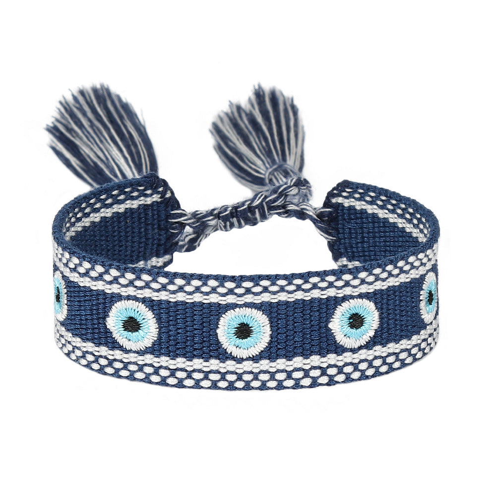 Simple Style Evil Eye Embroidery Tassel Women's Drawstring Bracelet