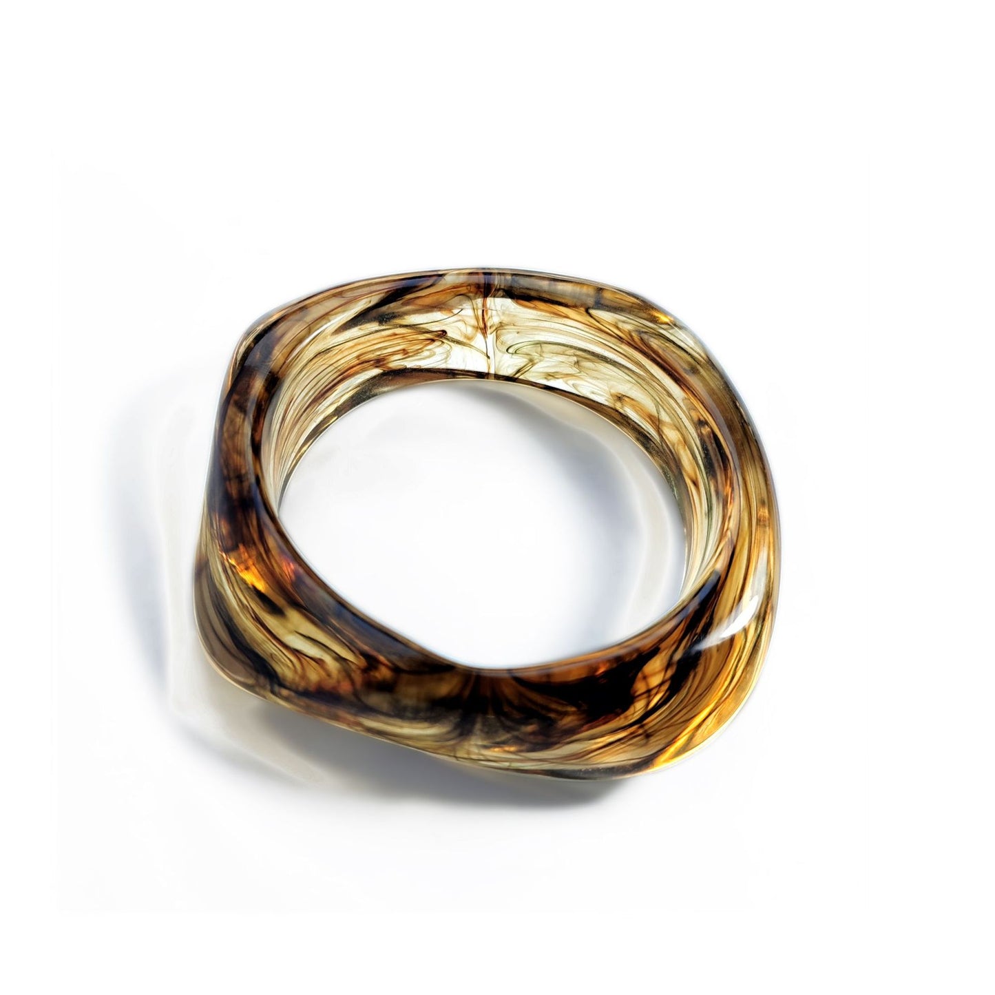 Acrylic Marble Pattern Wide Square Bangle Bracelet for Women