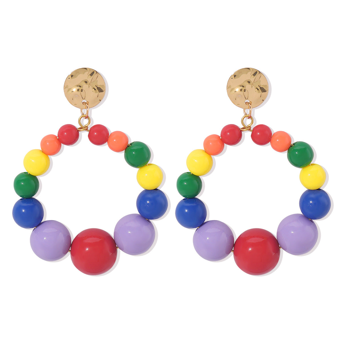 Sweet Geometric Beaded Candy Color Drop Earrings