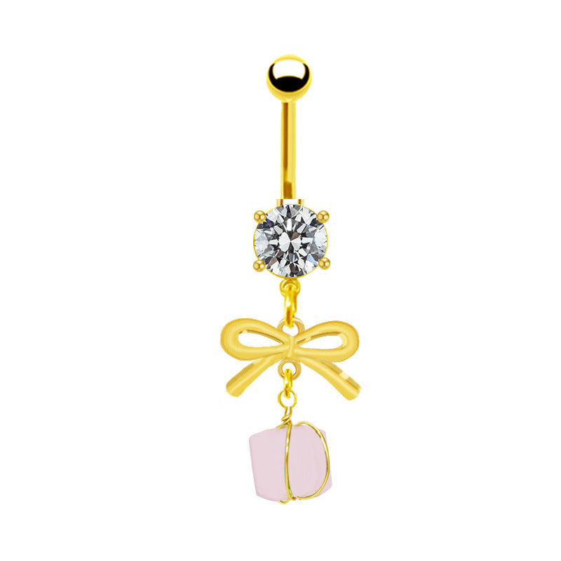 1 Piece Belly Rings Simple Style Bow Knot 316 Stainless Steel  Arylic Alloy Plating Inlay Acrylic Rhinestones Gold Plated