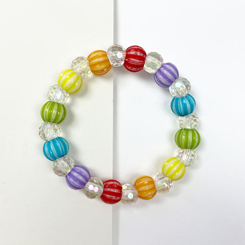 Colorful Acrylic Watermelon and Pumpkin Beaded Bracelet for Kids