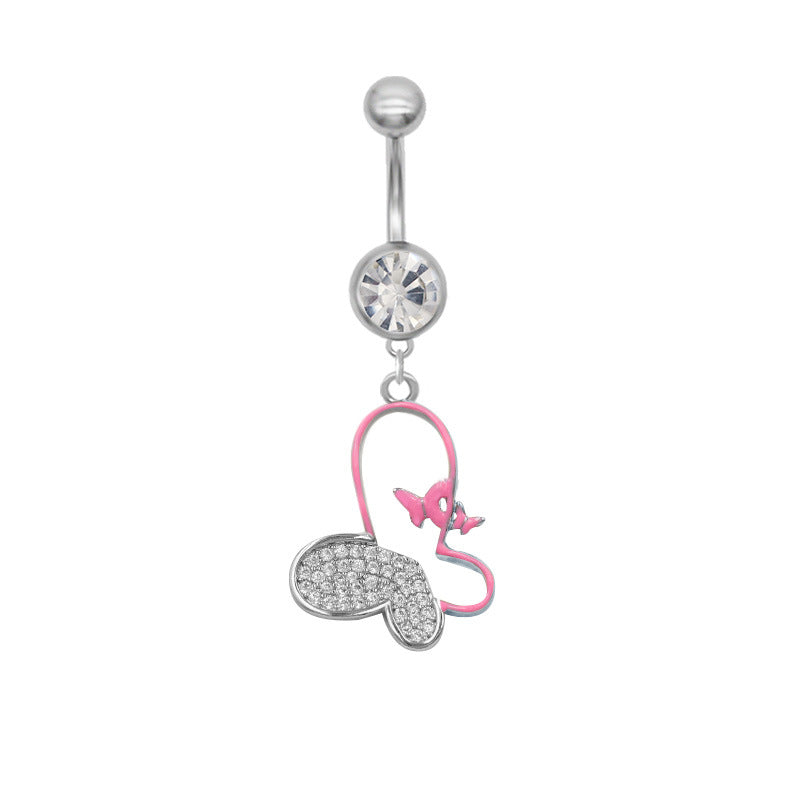 1 Piece Belly Rings Simple Style Classic Style Heart Shape Rose Bow Knot 316 Stainless Steel  Alloy Plating Inlay Resin Rhinestones Glass White Gold Plated