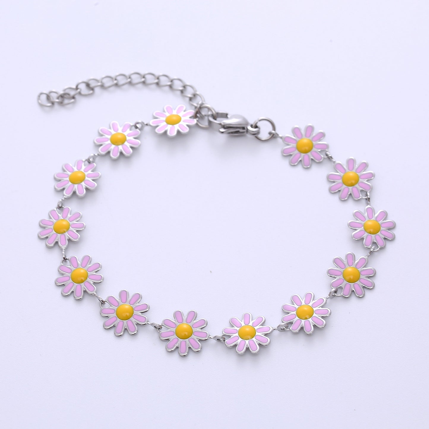 Bohemian Daisy Stainless Steel Epoxy Bracelet