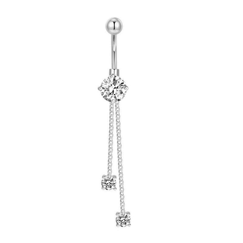 1 Piece Heart & Butterfly Zircon Inlay Stainless Steel Belly Ring Set