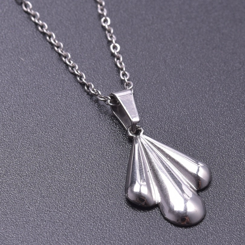 Simple Classic 304 Stainless Steel Leaf Pendant Necklace for Women