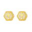 1 Pair Hip-hop Cross Hexagon Copper Zircon Gold Plated Stud Earrings