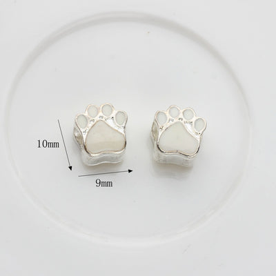 Cute Paw Print Zinc Alloy Zircon Beads for DIY Necklace Jewelry Accessories