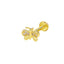 Butterfly Bow Knot Zircon Piercing Lip and Ear Studs - Stainless Steel & Gold Plated