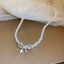 Elegant Korean Butterfly Rhinestone Pearl Choker Necklace