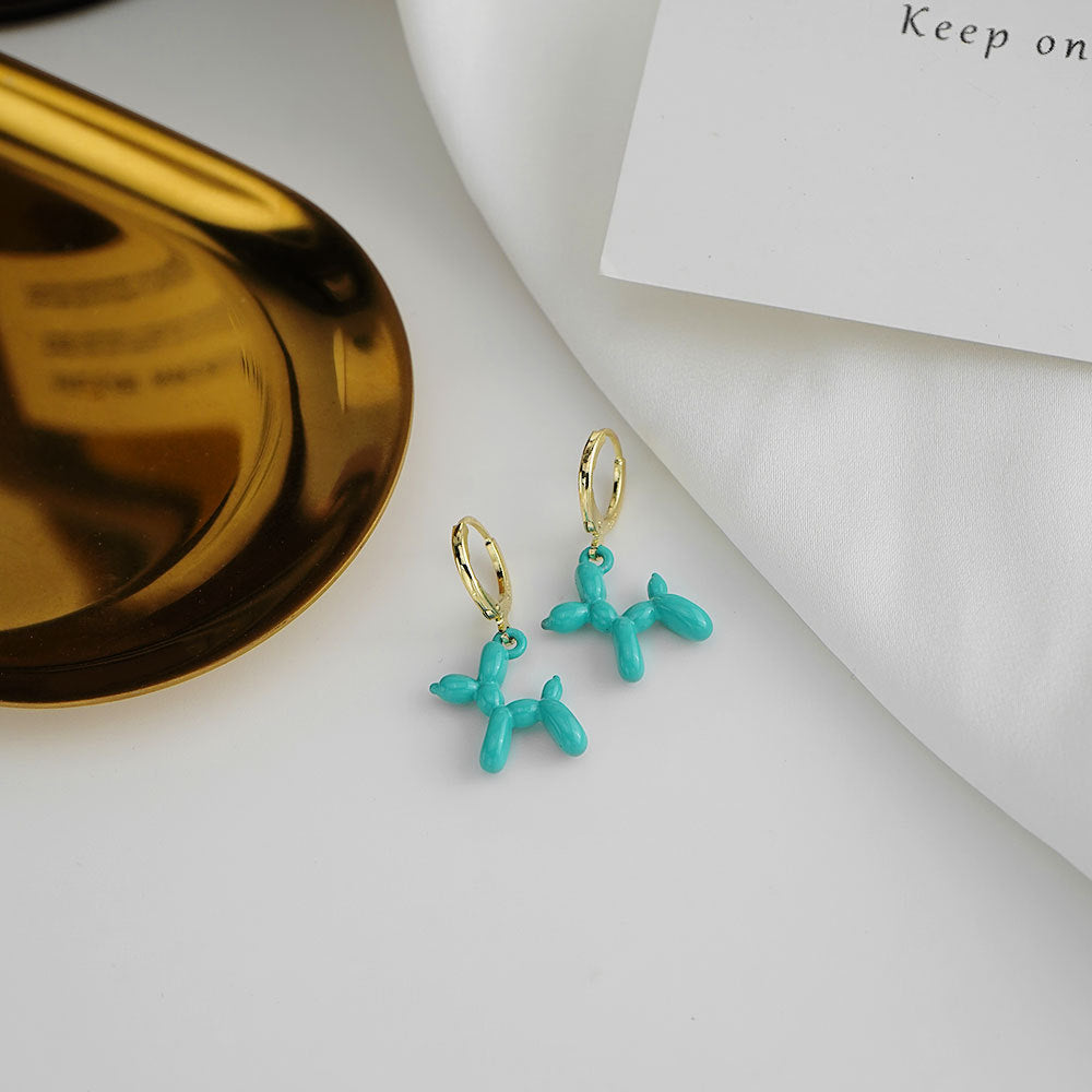 Simple Style Candy Color Balloon Dog Alloy Women's Earrings