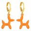 Retro Geometric Colorful Earrings with Pink Balloon Dog Design